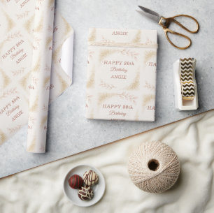 Elegant Gold Glitter 80th Birthday Wrapping Paper