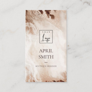 Elegant Gold Glitter Agate Marble Texture Beige Business Card