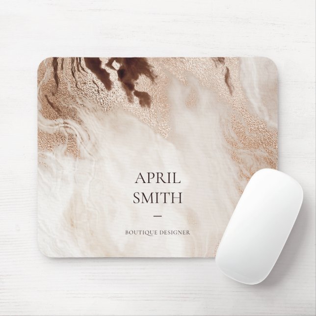Elegant Gold Glitter Agate Marble Texture Beige Mouse Mat (With Mouse)