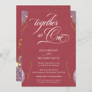 Elegant Gold Glitter Amethyst Modern Red Invitatio Invitation