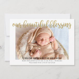 Elegant Gold Glitter Beautiful Blessing Baby Birth