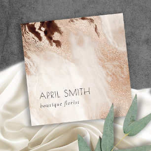 Elegant Gold Glitter Beige Marble Agate QR Code Square Business Card