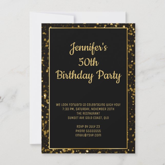 Elegant Gold Glitter Birthday Invitation (Front)