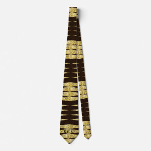 Elegant Gold Glitter Black Art Deco Pattern Tie