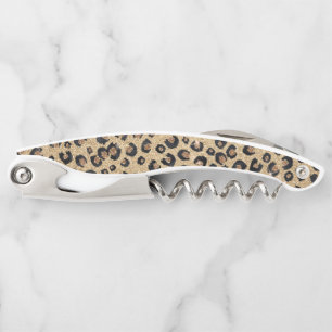Elegant Gold Glitter Black Leopard Print Corkscrew