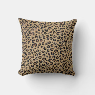 Elegant Gold Glitter Black Leopard Print Cushion