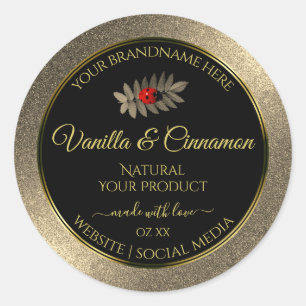 Elegant Gold Glitter Black Product Labels Ladybug