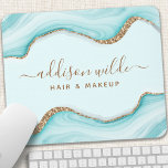 Elegant Gold Glitter Blue Marble Agate Modern Chic Mouse Mat<br><div class="desc">Elegant Gold Glitter Blue Marble Agate Modern Chic Mouse Pad. Perfect for makeup artists,  hair stylists,  cosmetologists,  and more!</div>