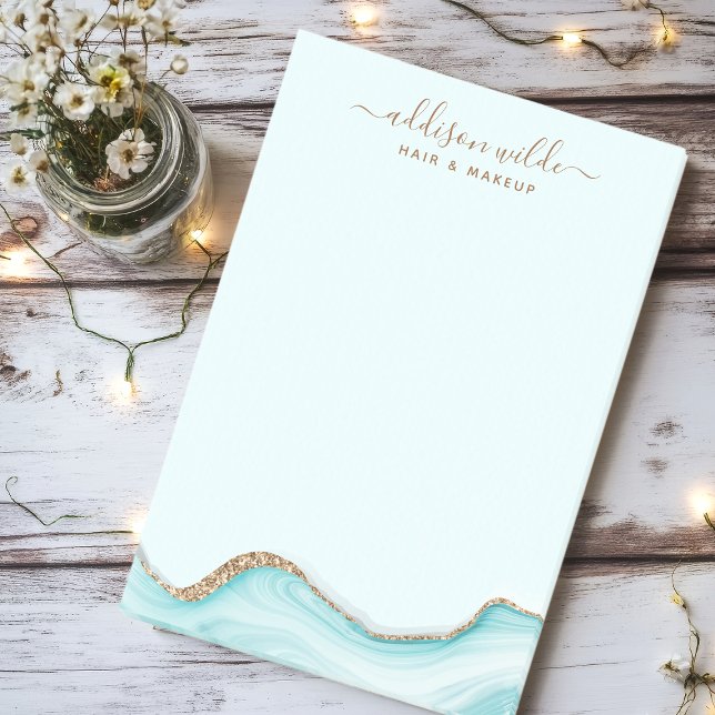 Elegant Gold Glitter Blue Marble Agate Modern Chic Post-it Notes (Creator Uploaded)