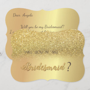 Elegant Gold Glitter Bokeh Bridesmaid Card