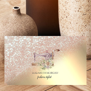 Elegant Gold Glitter Bokeh Ombre  Business Card
