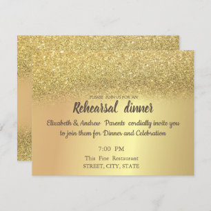 Elegant Gold Glitter Bokeh Rehearsal Dinner Invitation