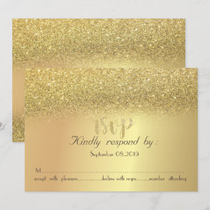 Elegant Gold Glitter Bokeh RSVP Card