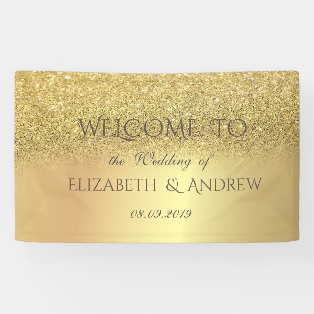 Elegant Gold  Glitter Bokeh  Wedding Banner (Horizontal)