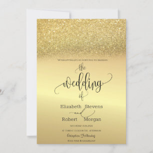 Elegant Gold Glitter Bokeh Wedding Invitation