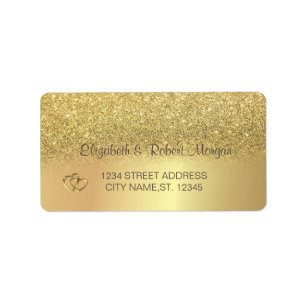 Elegant Gold Glitter Bokeh Wedding Label