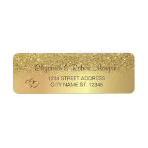 Elegant Gold Glitter Bokeh Wedding Label
