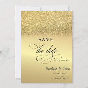 Elegant Gold Glitter Bokeh Wedding Save The Date