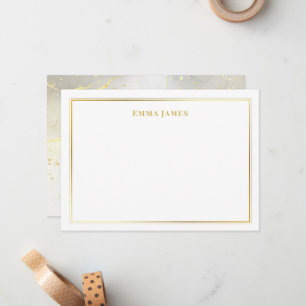 Elegant Gold Glitter Border Marble Personalised Card
