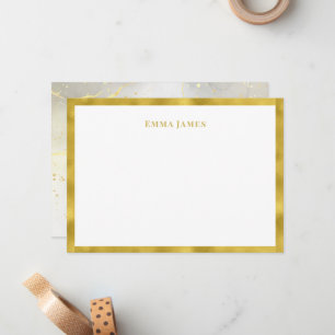 Elegant Gold Glitter Border Marble Personalised Card