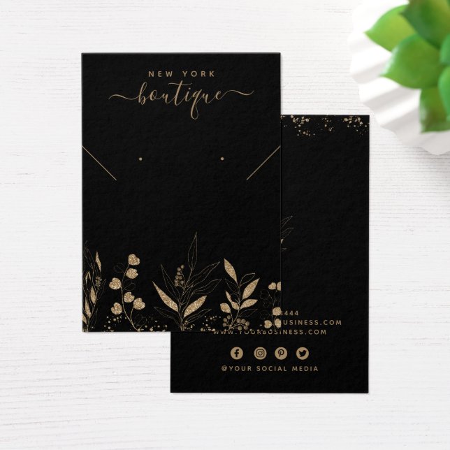 Elegant Gold Glitter Botanical Display Card (Desk)