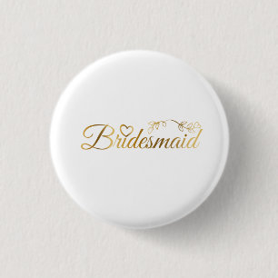 Elegant Gold Glitter Bridesmaid 3 Cm Round Badge