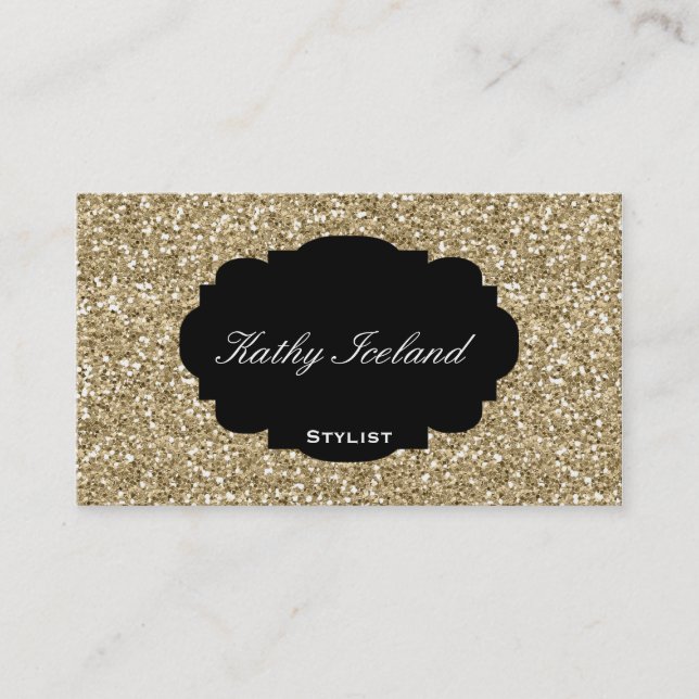 Elegant gold glitter business card (Front)