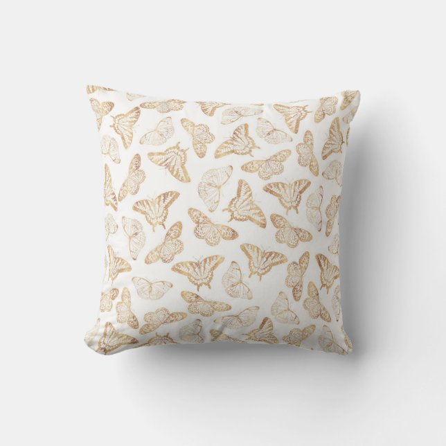 Elegant Gold Glitter Butterfly Cushion (Front)
