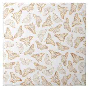 Elegant Gold Glitter Butterfly Glam Design Tile