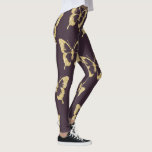 elegant gold glitter butterfly leggings<br><div class="desc">Modern and stylish design representing faux gold glitter butterflies on a purple background.</div>