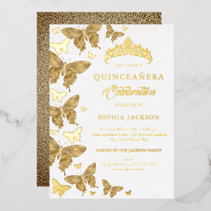 Elegant Gold Glitter Butterfly Quinceanera