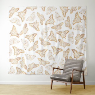 Elegant Gold Glitter Butterfly Tapestry