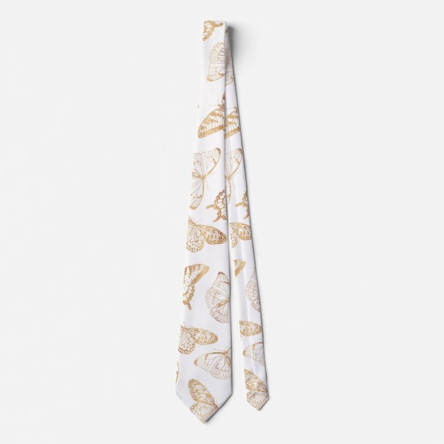 Elegant Gold Glitter Butterfly Tie (Front)