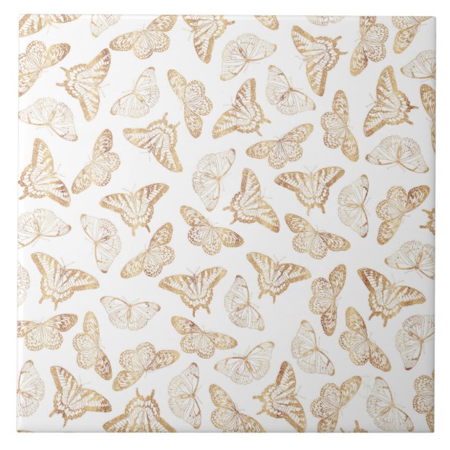 Elegant Gold Glitter Butterfly Tile (Front)