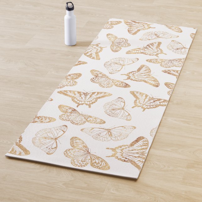 Elegant Gold Glitter Butterfly Yoga Mat (In Situ)
