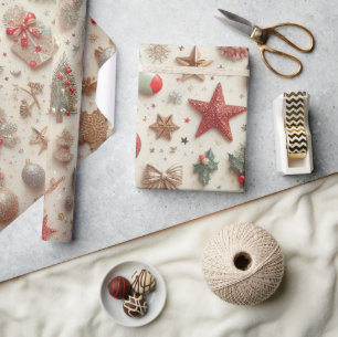 Elegant Gold Glitter Christmas elements Wrapping Paper