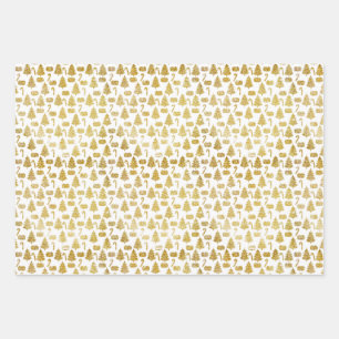 Elegant Gold Glitter Christmas Icons Wrapping Paper Sheet