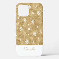 Elegant Gold Glitter Christmas Snowflake Pattern