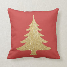 Elegant gold glitter Christmas Tree red and green