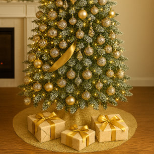 Elegant Gold Glitter Christmas Tree Skirt