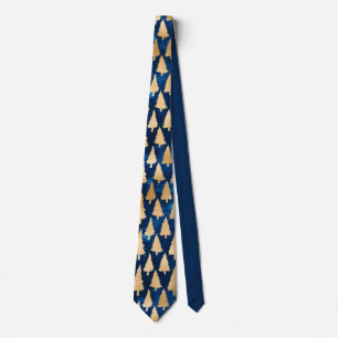 Elegant Gold Glitter Christmas Trees Holiday Xmas Tie