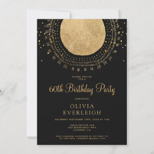 Elegant Gold Glitter Circle 60th Birthday Party In Invitation