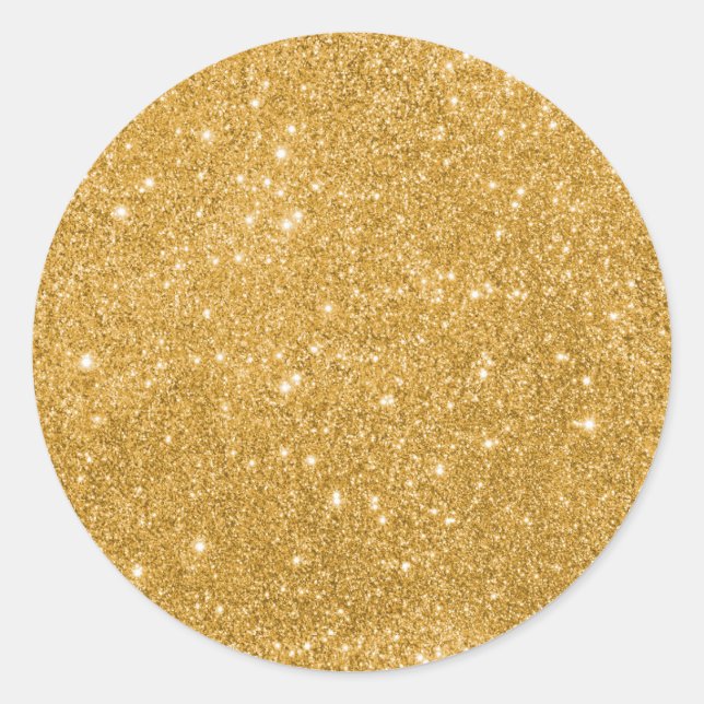 Elegant Gold Glitter  Classic Round Sticker (Front)
