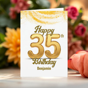 Elegant Gold Glitter Confetti 35th Birthday Card
