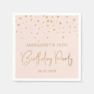 Elegant Gold Glitter Confetti 70th Birthday Blush Napkin