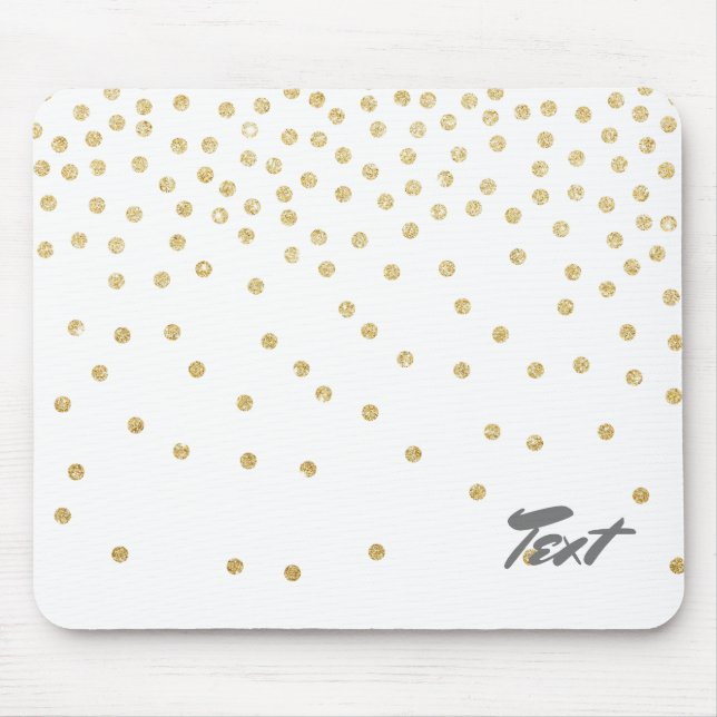 elegant gold glitter confetti dot pattern mouse mat (Front)