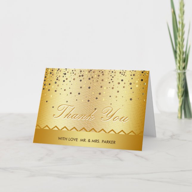 Elegant Gold Glitter Confetti Metal Thank You (Front)