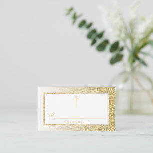 Elegant Gold Glitter Confirmation Or Baptism Place Card