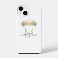 Elegant Gold Glitter Crown Monogram Initial Name