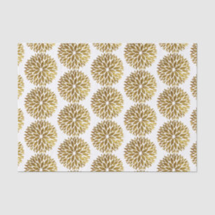 Elegant Gold Glitter Dahlia Flowers on White Tissue Paper
